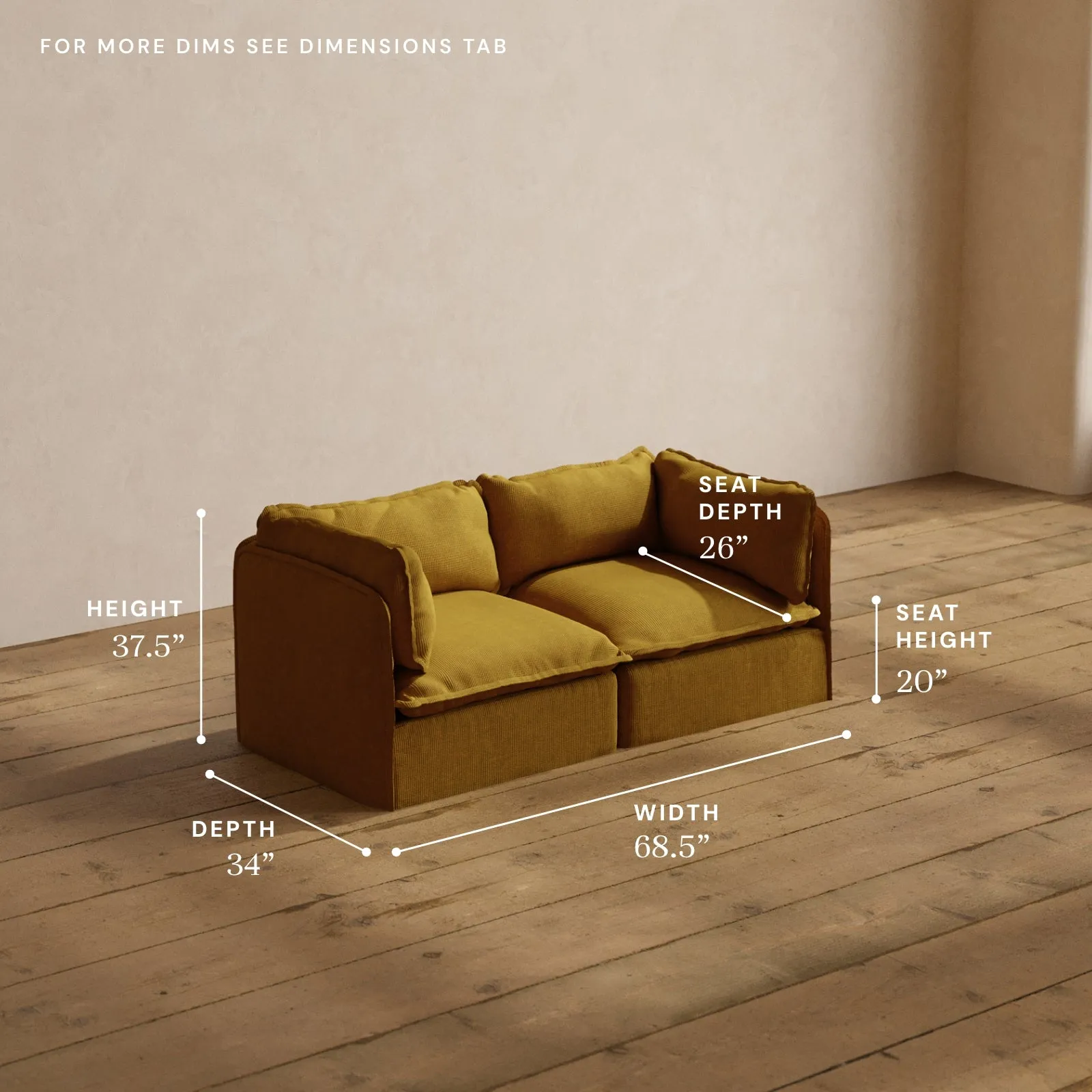 Modular Washable 2-Seater in Kiiro | Memorix  Seat | Contour Pillow