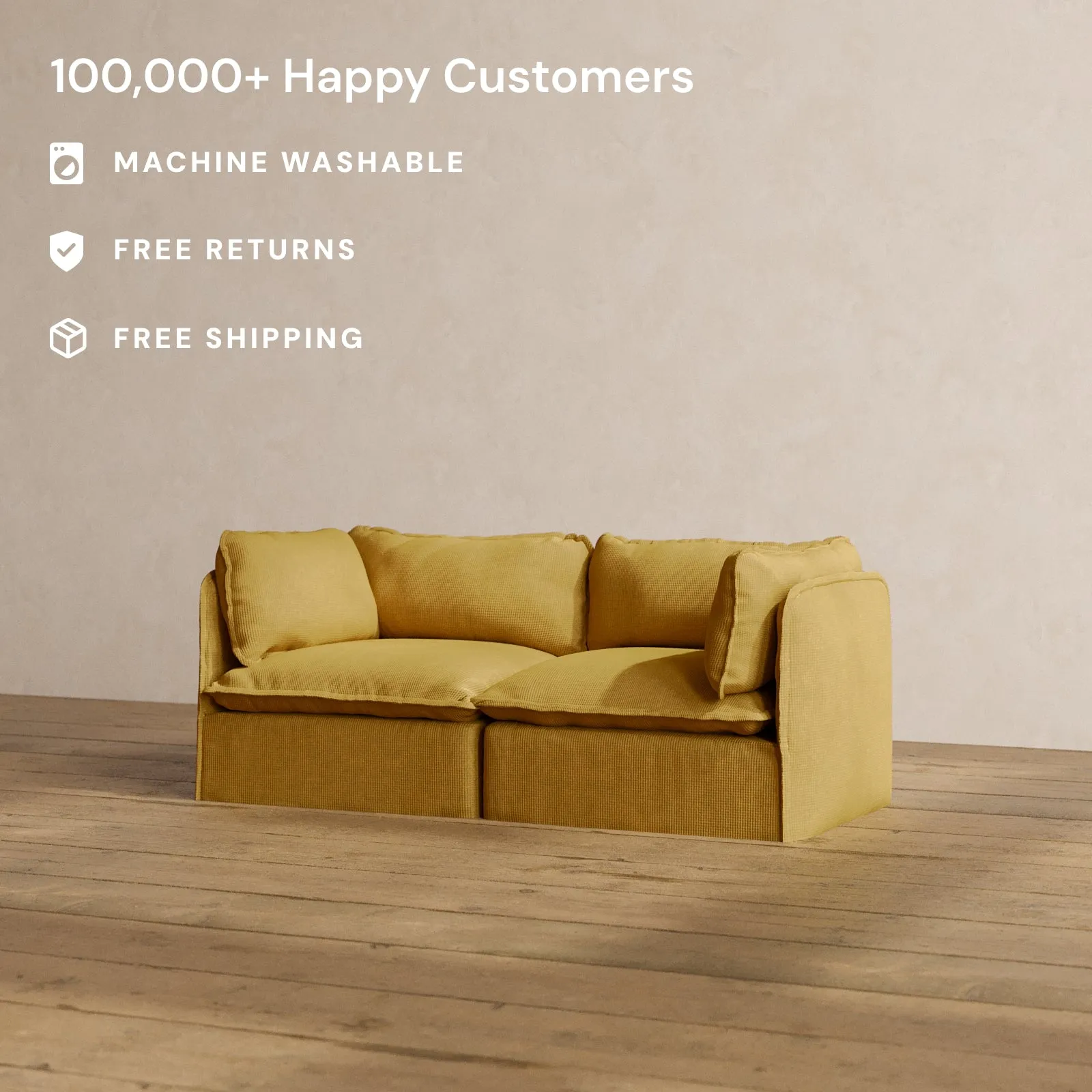 Modular Washable 2-Seater in Kiiro | Memorix  Seat | Contour Pillow