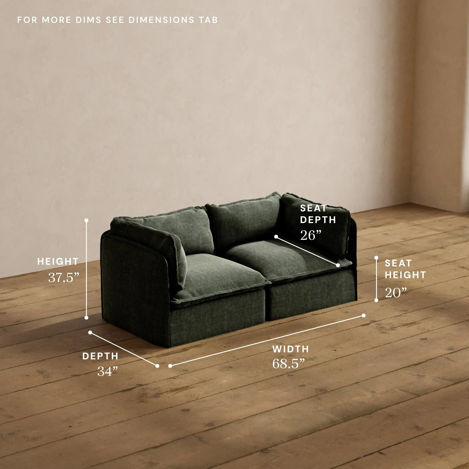 Modular Washable 2-Seater in Willow | Memorix  Seat | Contour Pillow