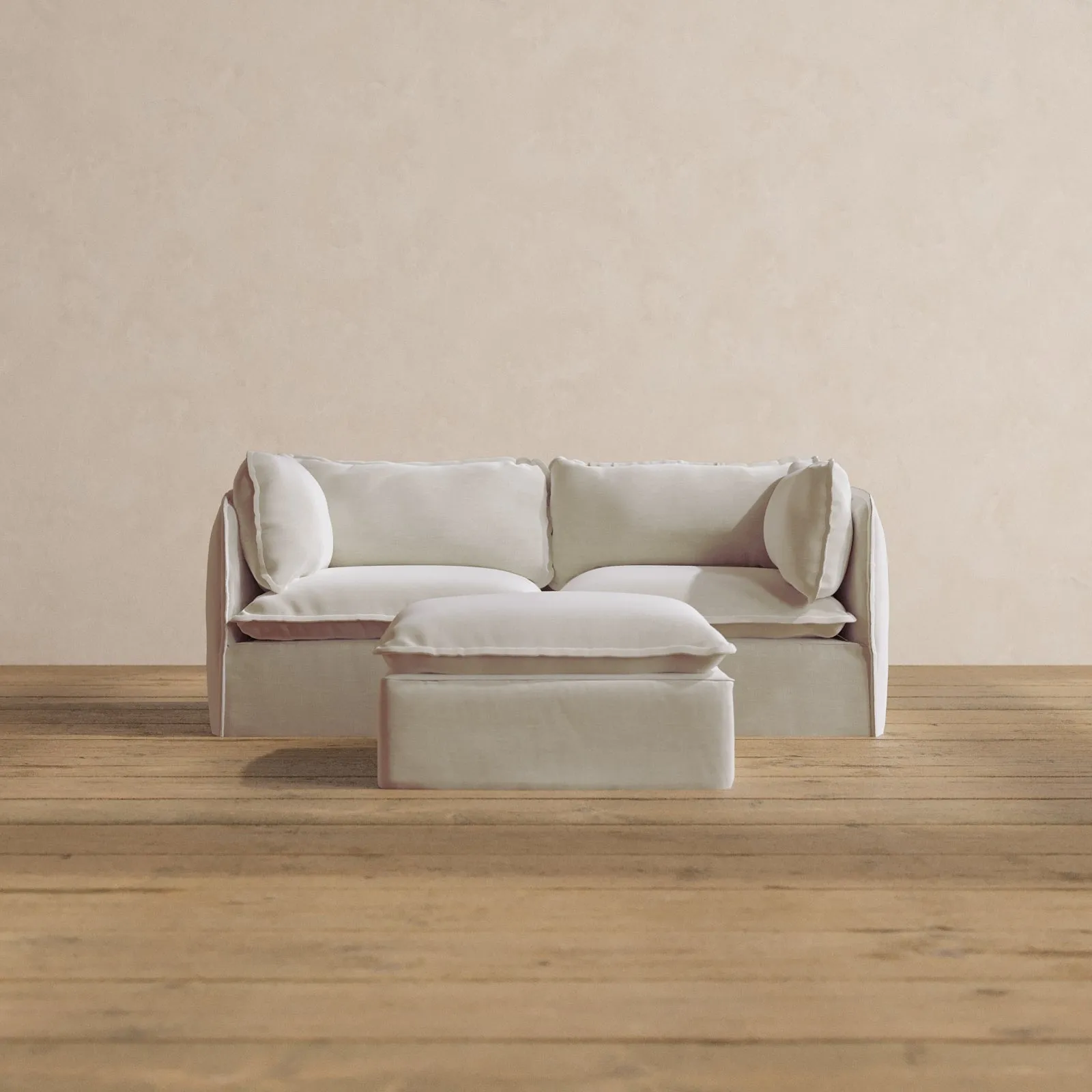 Modular Washable 2-Seater   Ottoman in Coco | Memorix  Seat | Contour Pillow