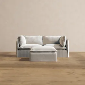 Modular Washable 2-Seater   Ottoman in Milk | Memorix  Seat | Contour Pillow