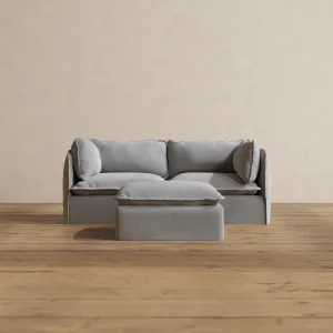 Modular Washable 2-Seater   Ottoman in Pumice | Memorix  Seat | Contour Pillow