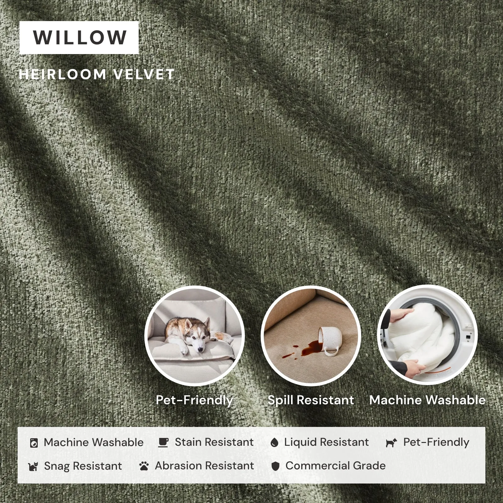 Modular Washable 2-Seater Sectional in Willow | Memorix  Seat | Contour Pillow