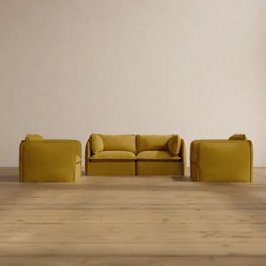 Modular Washable 2-Seater Sofa   Armchair Set in Kiiro | Deluxe  Seat | Cloud Pillow