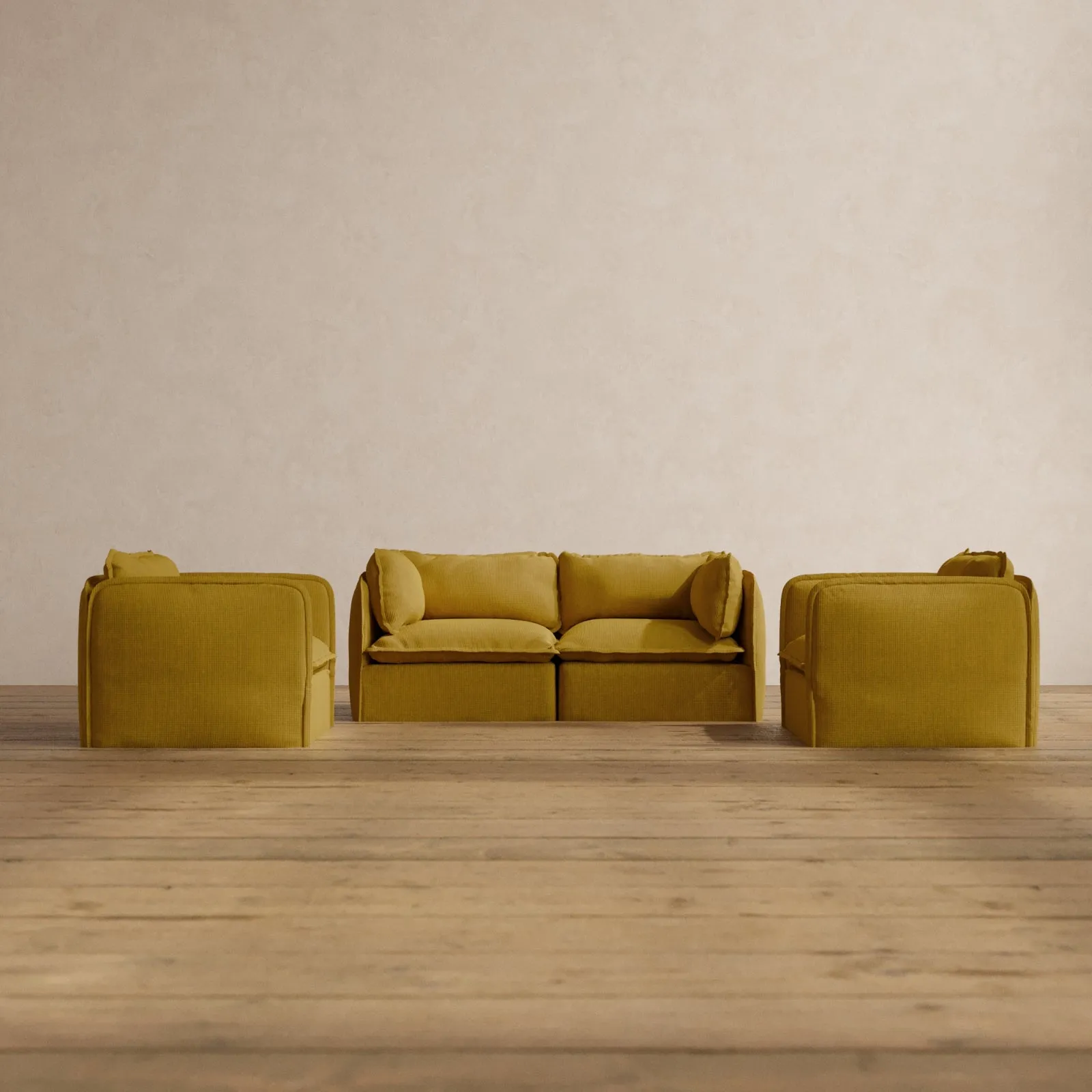 Modular Washable 2-Seater Sofa   Armchair Set in Kiiro | Deluxe  Seat | Cloud Pillow