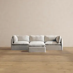 Modular Washable 3-Seater   Ottoman in Milk | Deluxe  Seat | Cloud Pillow