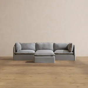 Modular Washable 3-Seater   Ottoman in Pumice | Deluxe  Seat | Cloud Pillow