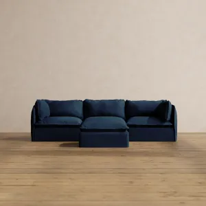 Modular Washable 3-Seater   Ottoman in Sumi | Deluxe  Seat | Cloud Pillow