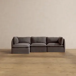 Modular Washable 3-Seater Sectional in Caviar | Deluxe  Seat | Cloud Pillow