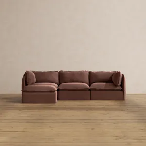 Modular Washable 3-Seater Sectional in Chestnut | Deluxe  Seat | Cloud Pillow