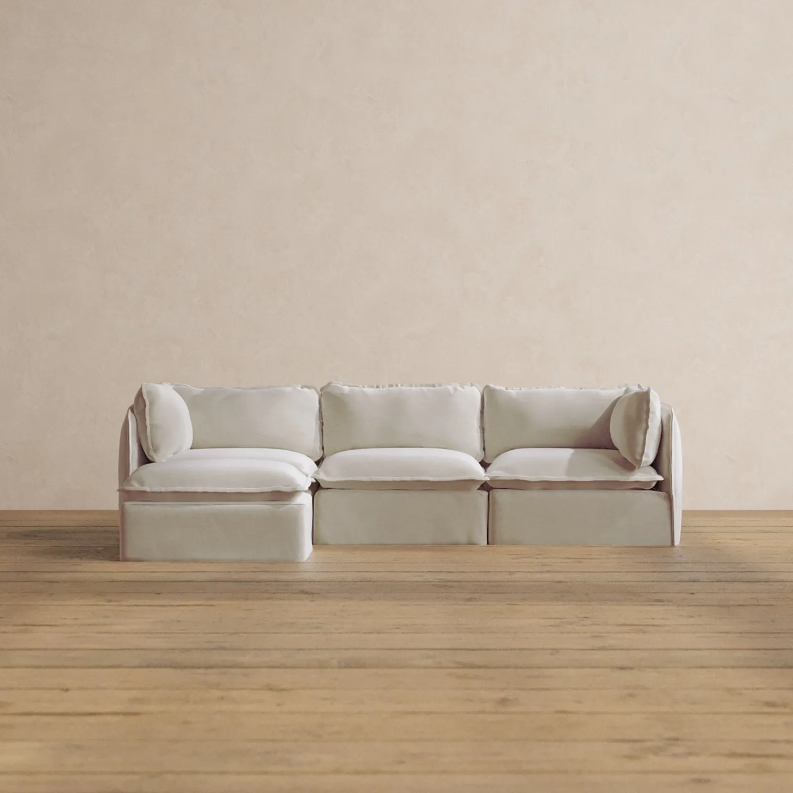 Modular Washable 3-Seater Sectional in Coco | Deluxe  Seat | Cloud Pillow