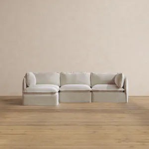 Modular Washable 3-Seater Sectional in Coco | Deluxe  Seat | Cloud Pillow