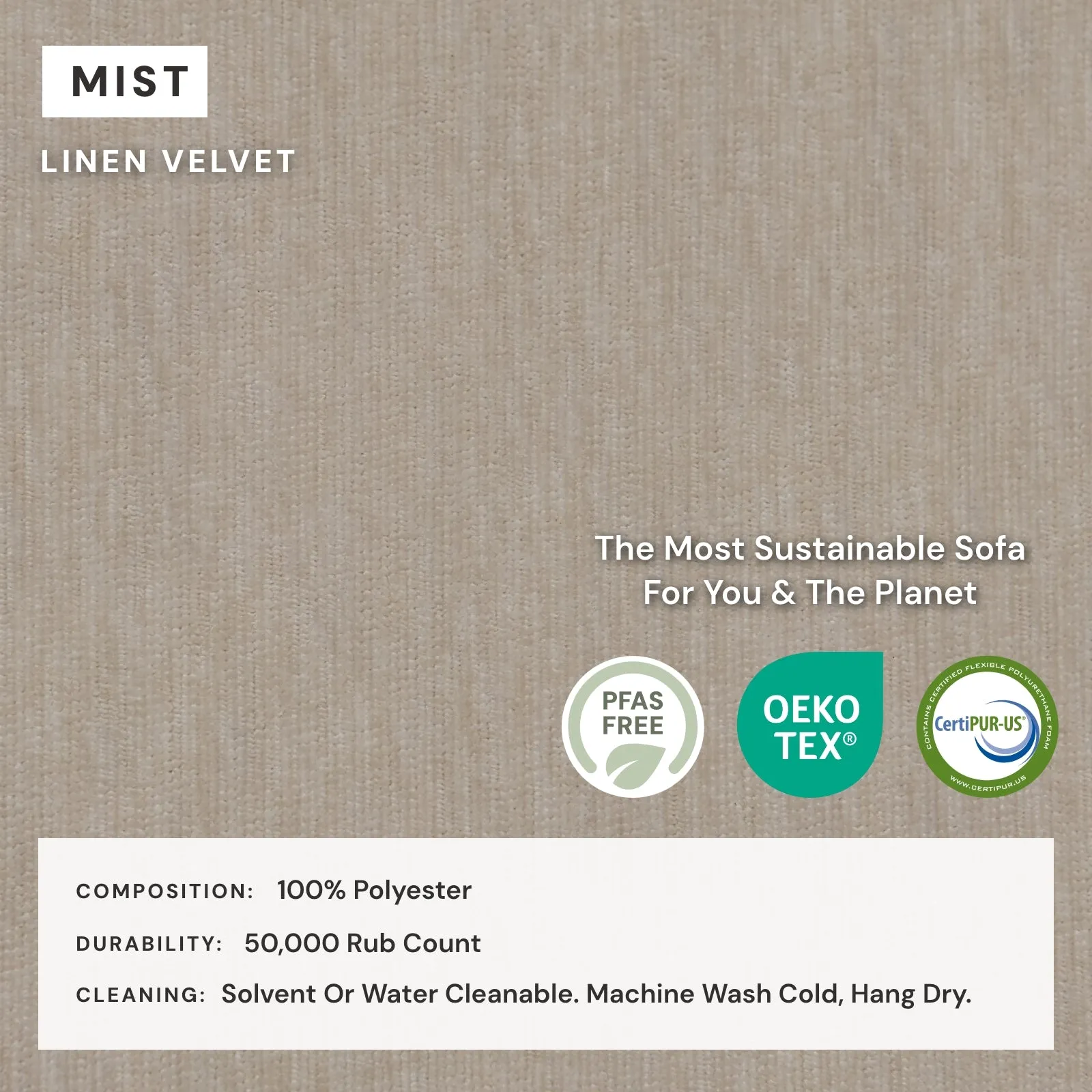 Modular Washable 3-Seater Sectional in Mist | Deluxe  Seat | Cloud Pillow