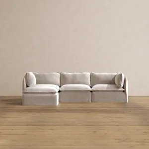 Modular Washable 3-Seater Sectional in Mist | Deluxe  Seat | Cloud Pillow