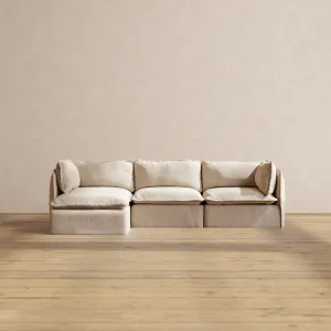 Modular Washable 3-Seater Sectional in Oat | Deluxe  Seat | Cloud Pillow