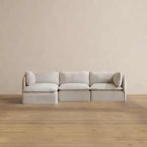 Modular Washable 3-Seater Sectional in Powder | Deluxe  Seat | Cloud Pillow