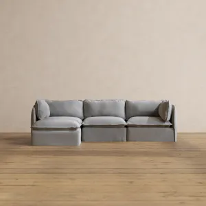 Modular Washable 3-Seater Sectional in Pumice | Deluxe  Seat | Cloud Pillow