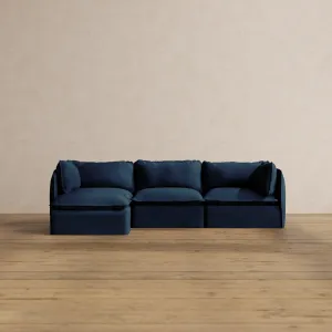 Modular Washable 3-Seater Sectional in Sumi | Deluxe  Seat | Cloud Pillow