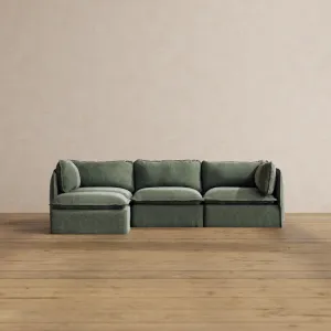 Modular Washable 3-Seater Sectional in Willow | Deluxe  Seat | Cloud Pillow