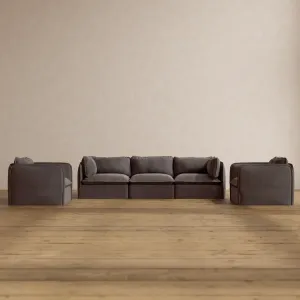 Modular Washable 3-Seater Sofa   Armchair Set in Caviar | Memorix  Seat | Contour Pillow