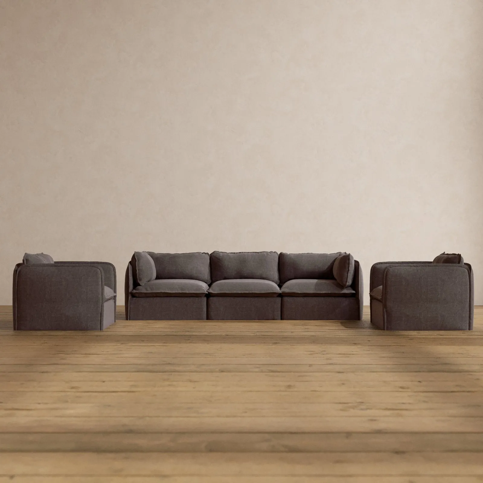 Modular Washable 3-Seater Sofa   Armchair Set in Caviar | Memorix  Seat | Contour Pillow