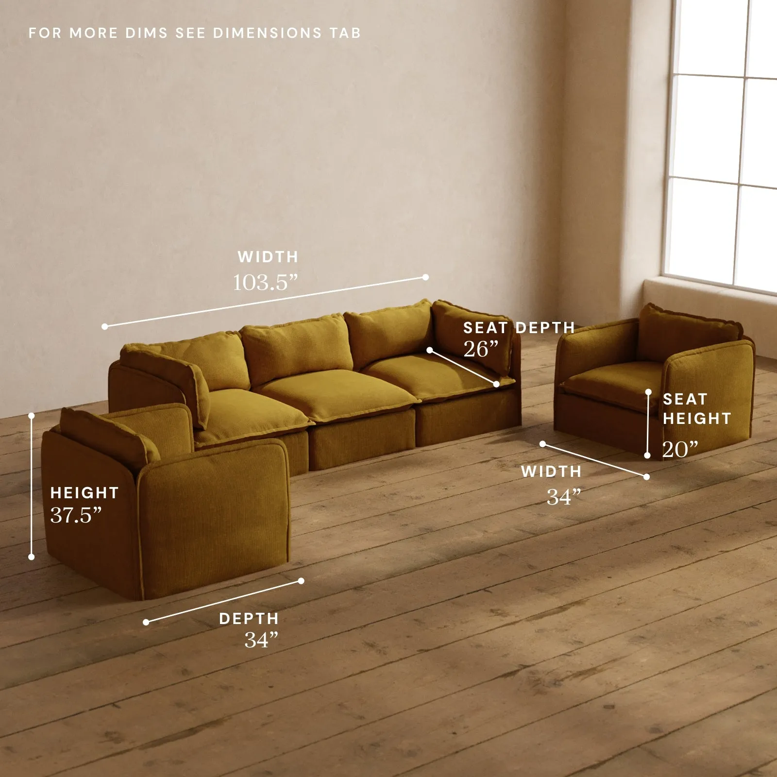 Modular Washable 3-Seater Sofa   Armchair Set in Kiiro | Memorix  Seat | Contour Pillow