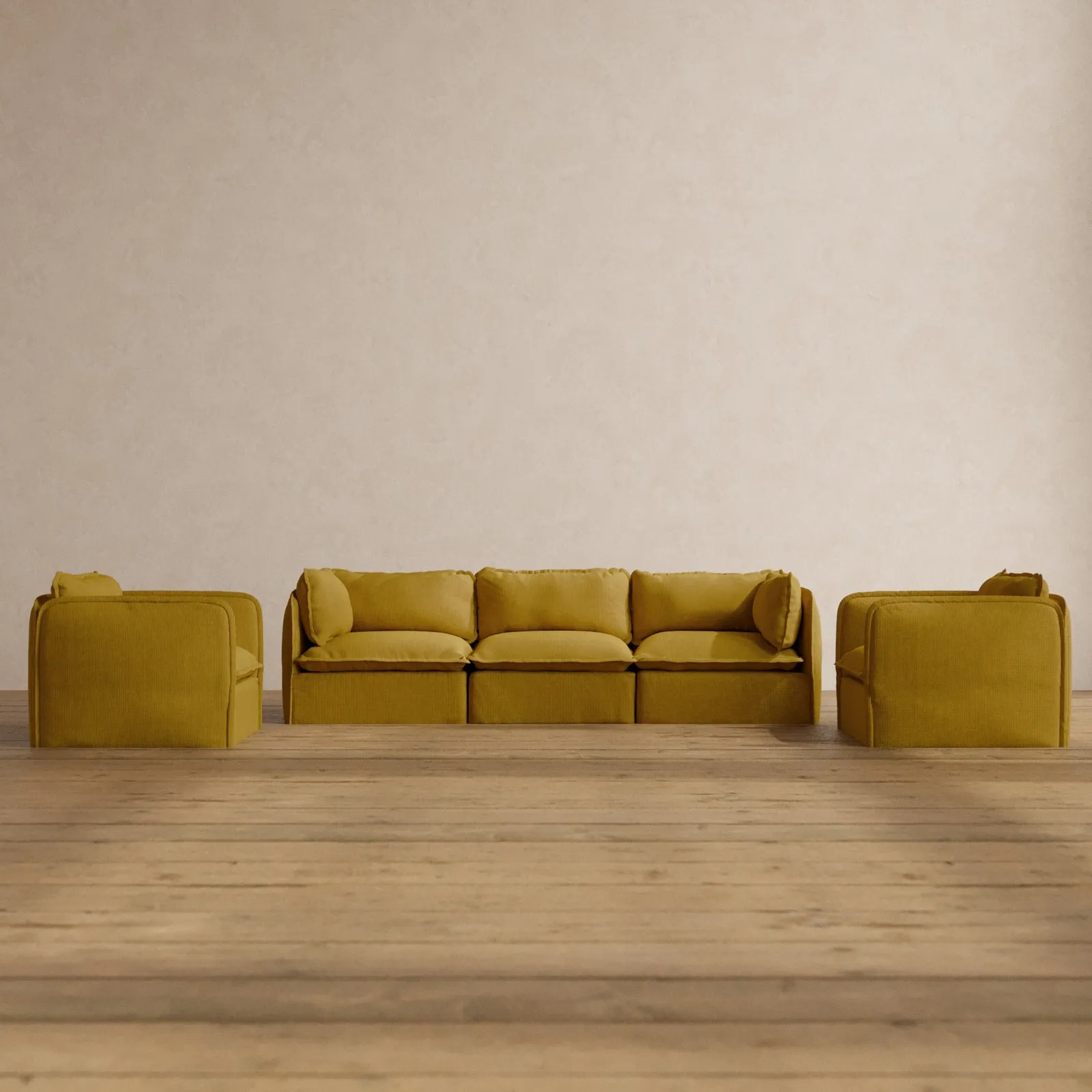 Modular Washable 3-Seater Sofa   Armchair Set in Kiiro | Memorix  Seat | Contour Pillow