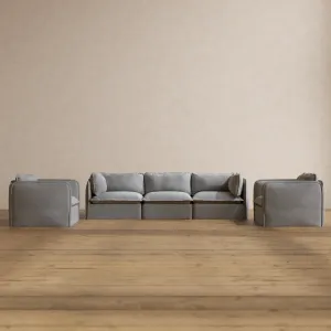 Modular Washable 3-Seater Sofa   Armchair Set in Pumice | Deluxe  Seat | Cloud Pillow