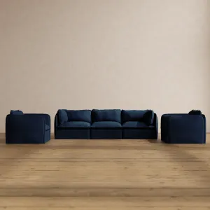 Modular Washable 3-Seater Sofa   Armchair Set in Sumi | Deluxe  Seat | Cloud Pillow