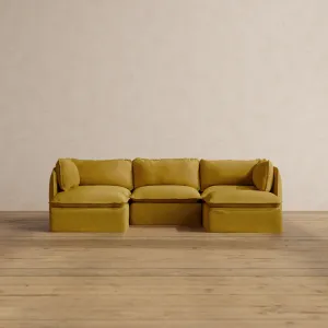 Modular Washable 3-Seater U-Sectional in Kiiro | Deluxe  Seat | Cloud Pillow