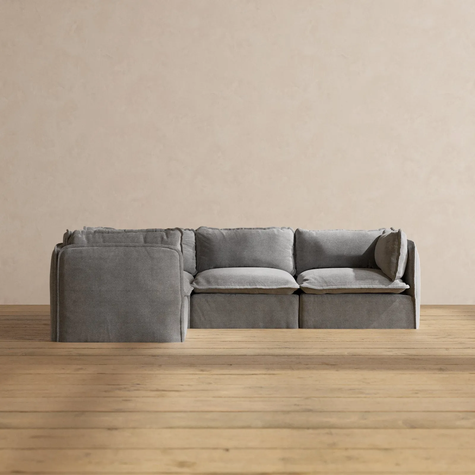 Modular Washable 4-Seater Corner Sectional in Ash | Deluxe  Seat | Cloud Pillow
