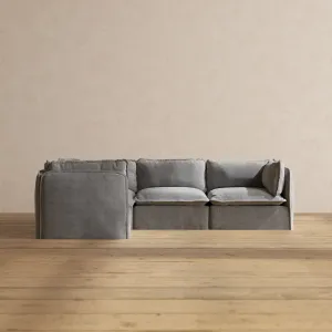 Modular Washable 4-Seater Corner Sectional in Ash | Deluxe  Seat | Cloud Pillow