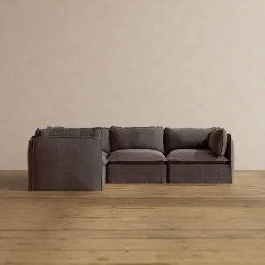 Modular Washable 4-Seater Corner Sectional in Caviar | Deluxe  Seat | Cloud Pillow