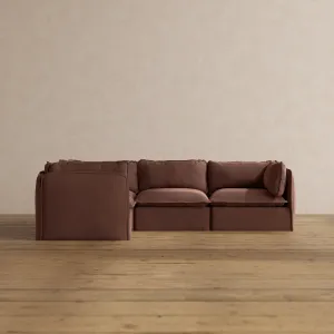 Modular Washable 4-Seater Corner Sectional in Chestnut | Deluxe  Seat | Cloud Pillow
