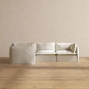 Modular Washable 4-Seater Corner Sectional in Eggshell | Deluxe  Seat | Cloud Pillow