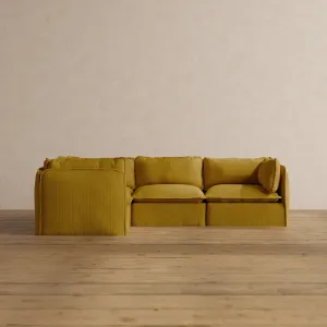 Modular Washable 4-Seater Corner Sectional in Kiiro | Deluxe  Seat | Cloud Pillow