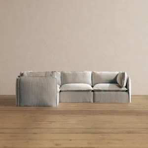 Modular Washable 4-Seater Corner Sectional in Milk | Deluxe  Seat | Cloud Pillow