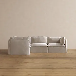 Modular Washable 4-Seater Corner Sectional in Mist | Deluxe  Seat | Cloud Pillow