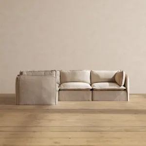 Modular Washable 4-Seater Corner Sectional in Oat | Deluxe  Seat | Cloud Pillow