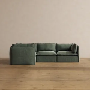 Modular Washable 4-Seater Corner Sectional in Willow | Deluxe  Seat | Cloud Pillow