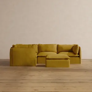 Modular Washable 4-Seater Corner Sectional   Ottoman in Kiiro | Deluxe  Seat | Cloud Pillow