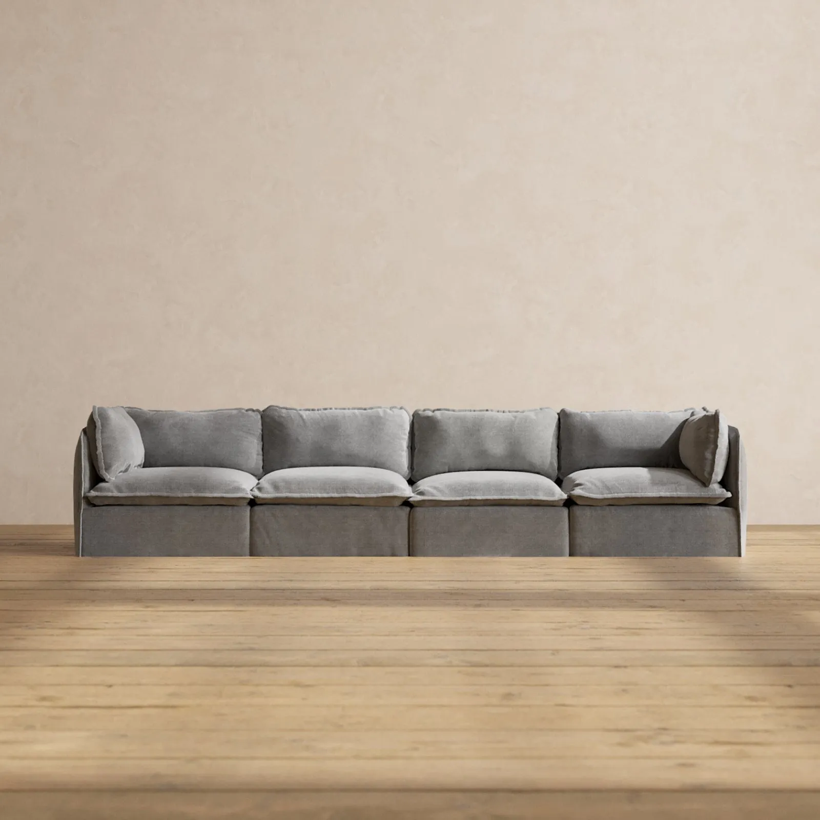 Modular Washable 4-Seater in Ash | Deluxe  Seat | Cloud Pillow