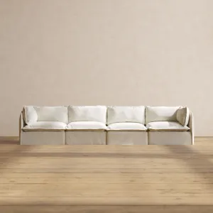 Modular Washable 4-Seater in Eggshell | Deluxe  Seat | Cloud Pillow