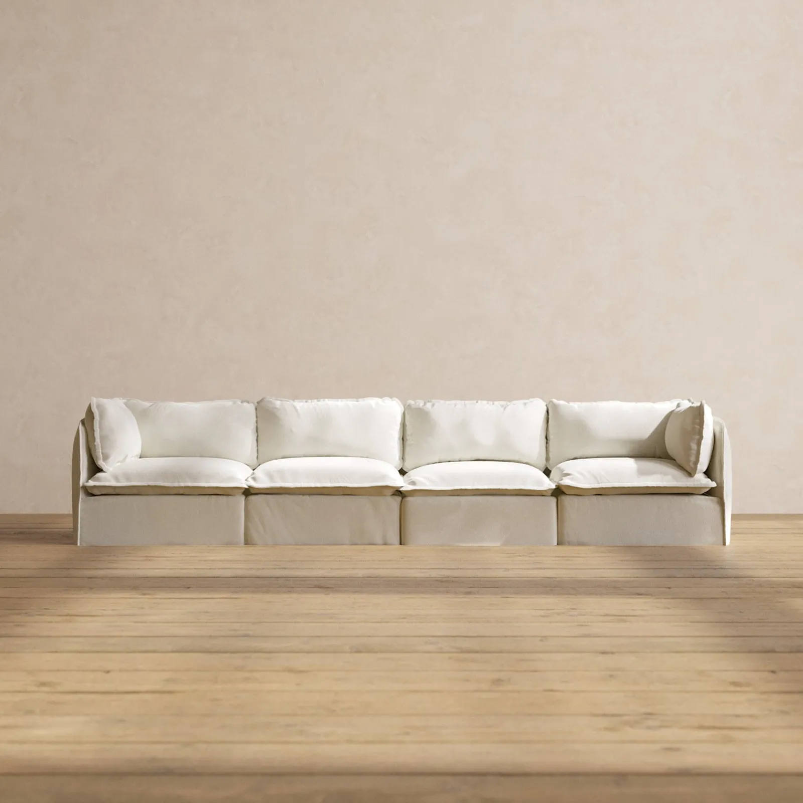 Modular Washable 4-Seater in Eggshell | Deluxe  Seat | Cloud Pillow