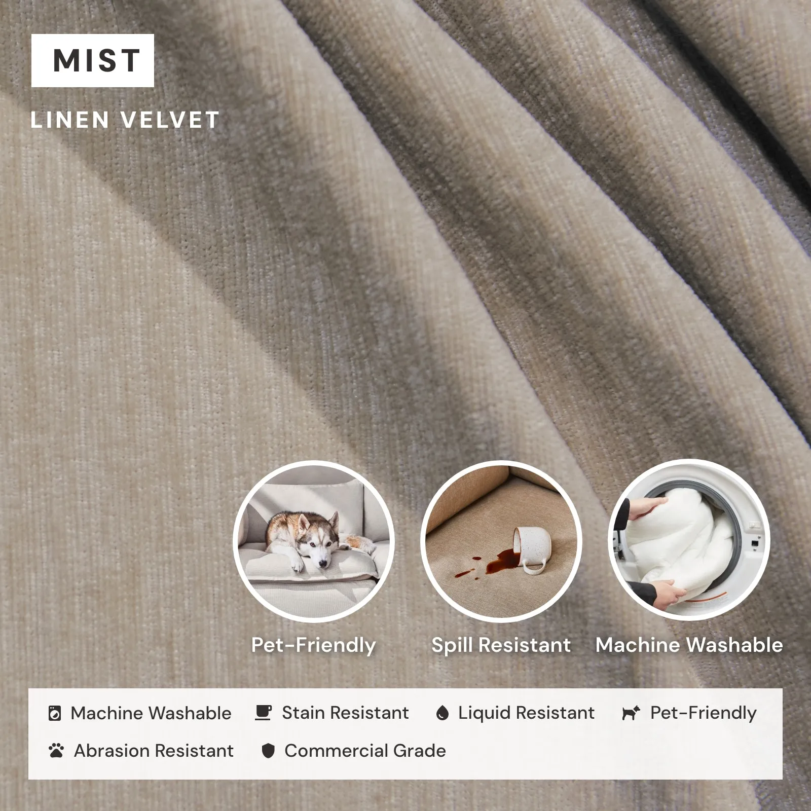 Modular Washable 4-Seater in Mist | Deluxe  Seat | Cloud Pillow