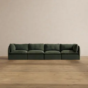 Modular Washable 4-Seater in Olivine | Deluxe  Seat | Cloud Pillow