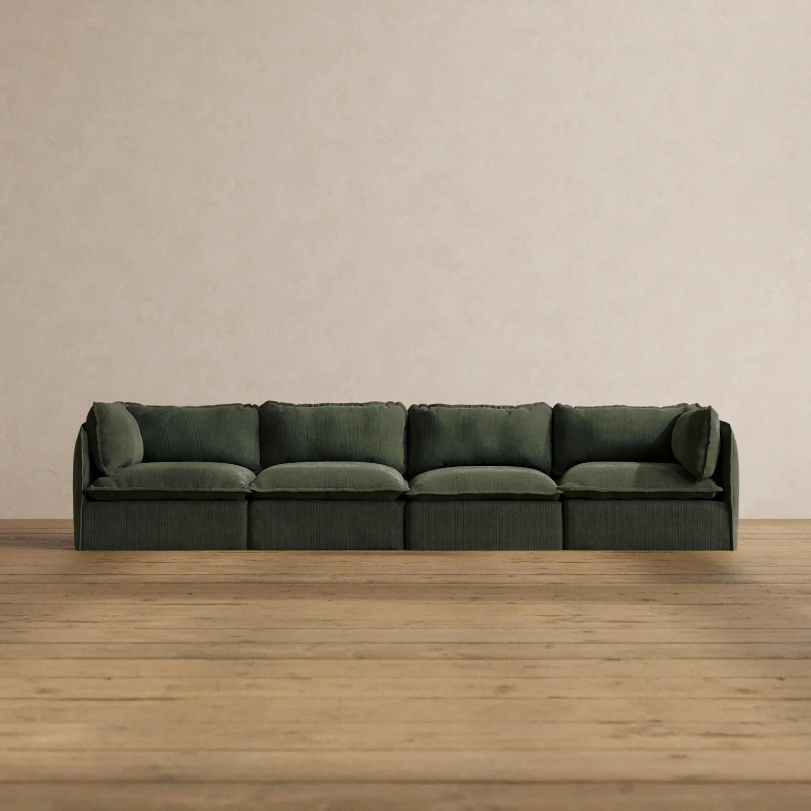 Modular Washable 4-Seater in Olivine | Deluxe  Seat | Cloud Pillow