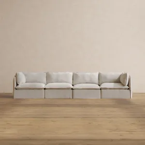 Modular Washable 4-Seater in Powder | Deluxe  Seat | Cloud Pillow