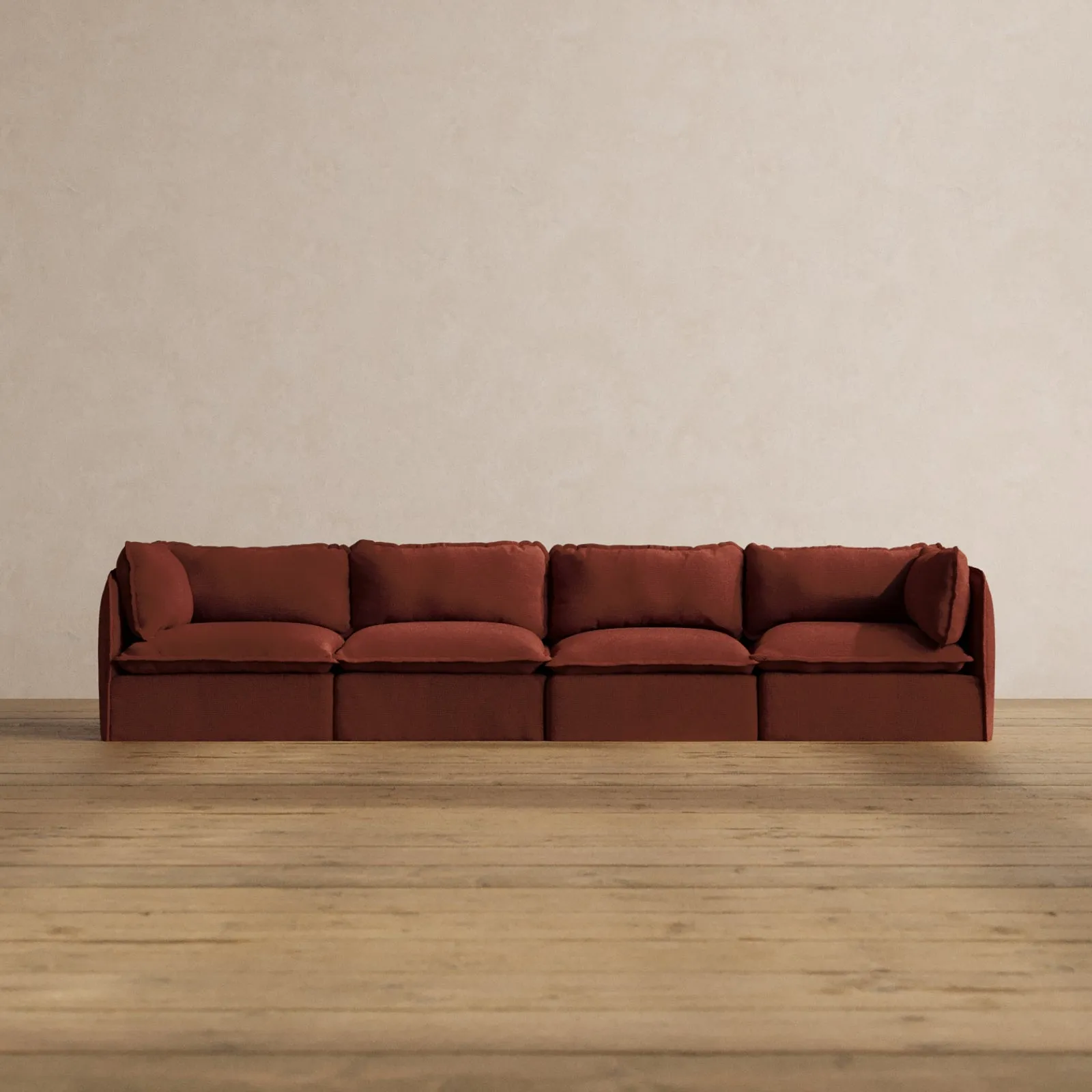 Modular Washable 4-Seater in Rust | Deluxe  Seat | Cloud Pillow
