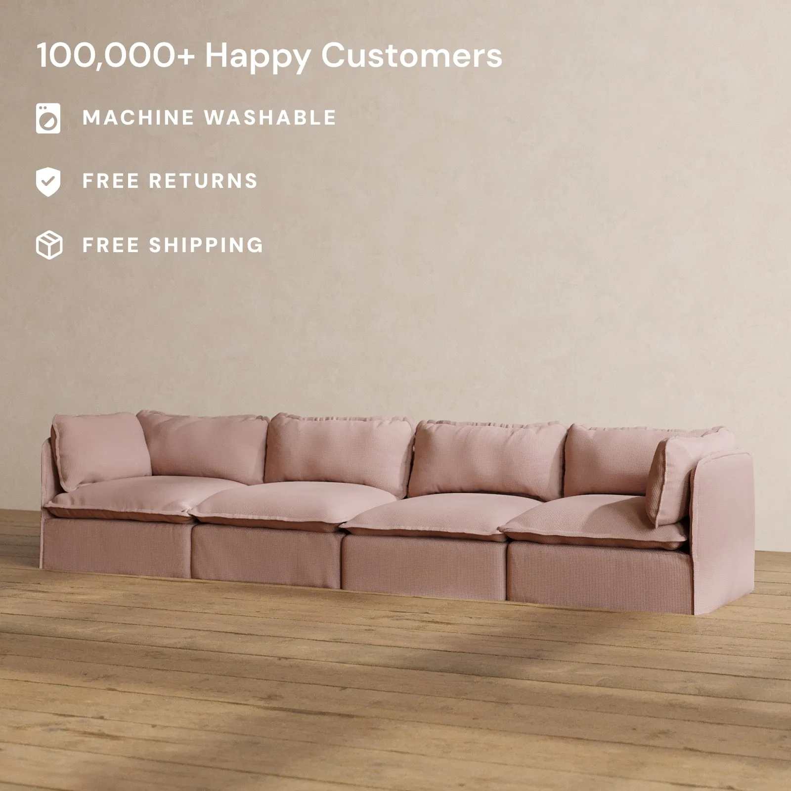Modular Washable 4-Seater in Sakura | Deluxe  Seat | Cloud Pillow